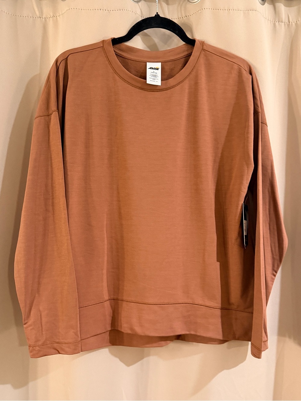 Avia NWT Long Sleeve Crewneck Tee in Brown